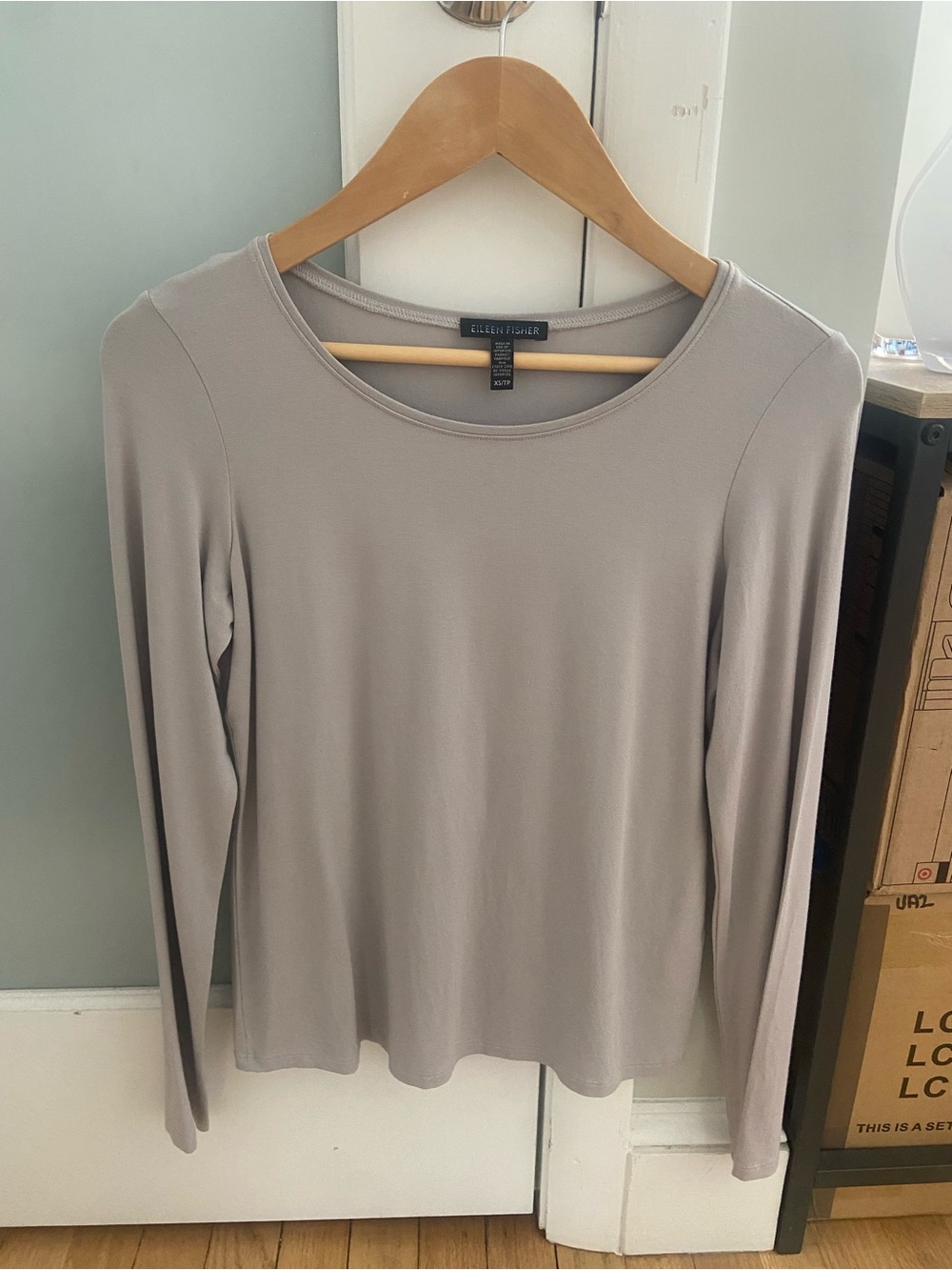 EILEEN FISHER Thick Top Tee-Shirt Gray Grey Long Sleeves XS S NEW NWOT